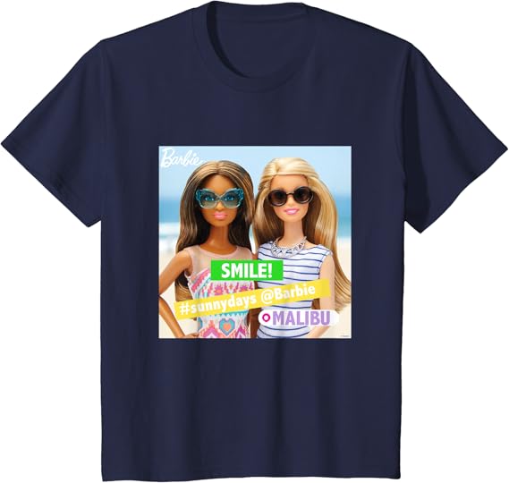 Youth Barbie T-Shirt, Official, Malibu Smile, Multiple Colours : Amazon